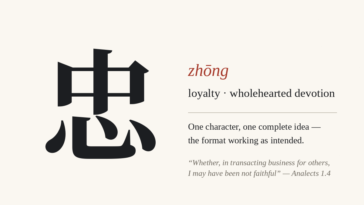 Character card for zhong, loyalty, the character in Allen Iverson neck tattoo
