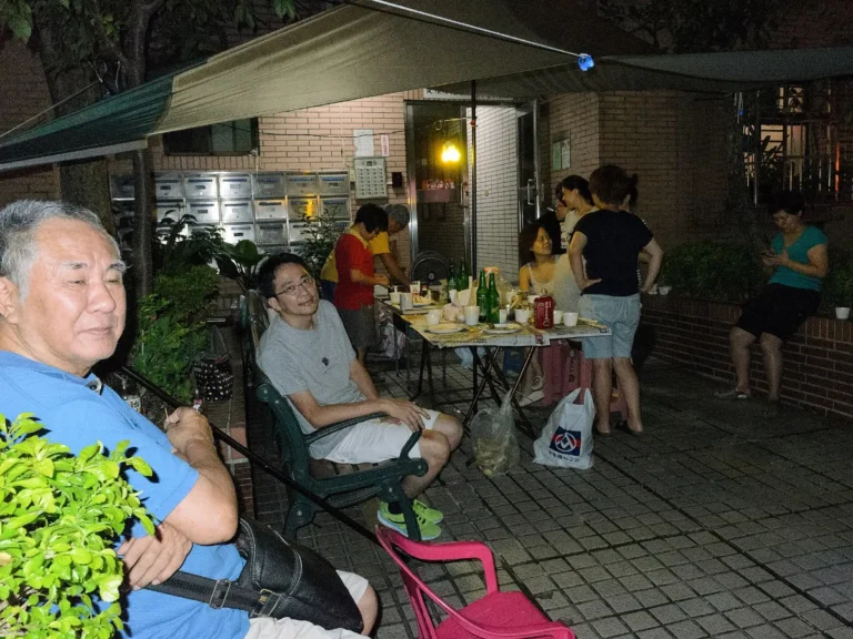 A Mid-Autumn Festival barbecue party in a residential lane in Taipei