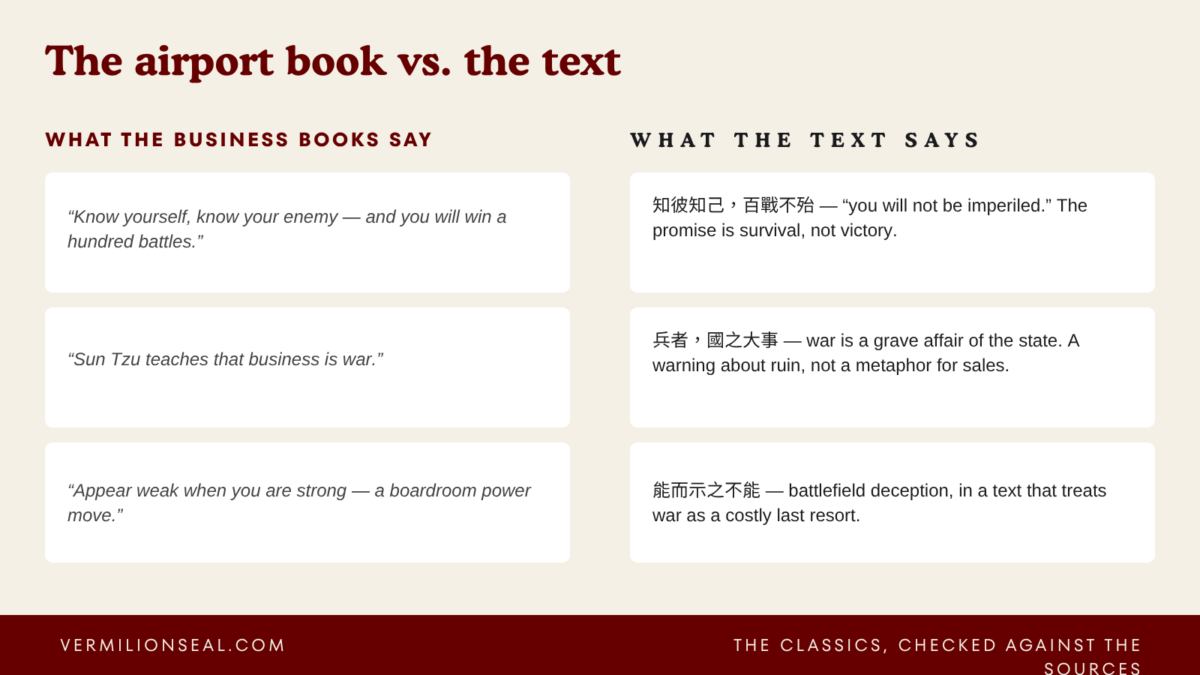 art of war business misquotes compared with the received text