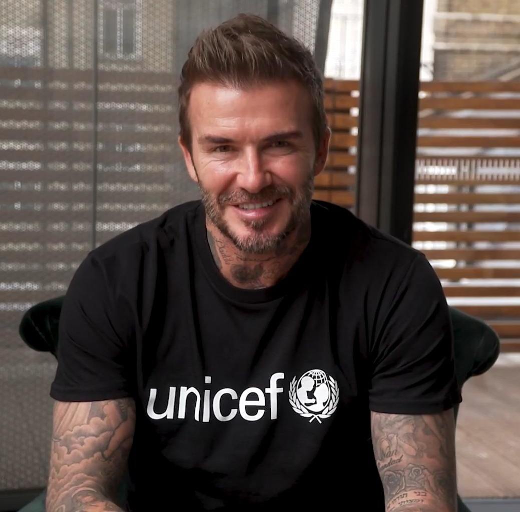 David Beckham in 2021, whose rib tattoo quotes the Analects line si sheng you ming fu gui zai tian